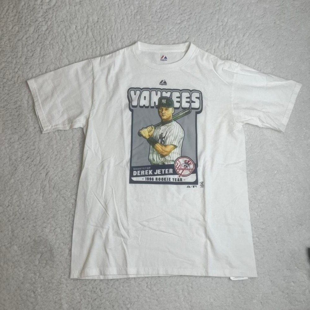 New York Yankees Derek‎ jeter men's white tshirt mlb rookie M